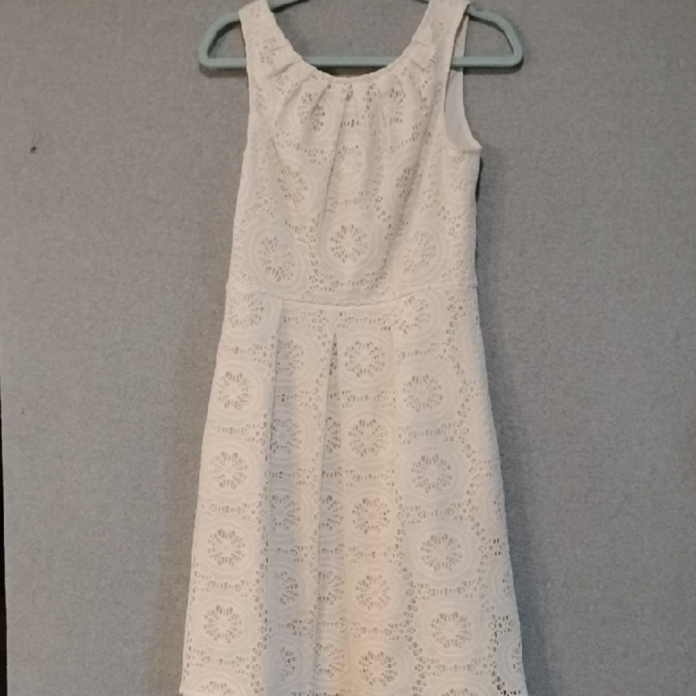 Adrianna Papell Spring Cream Eyelet Midi Dress